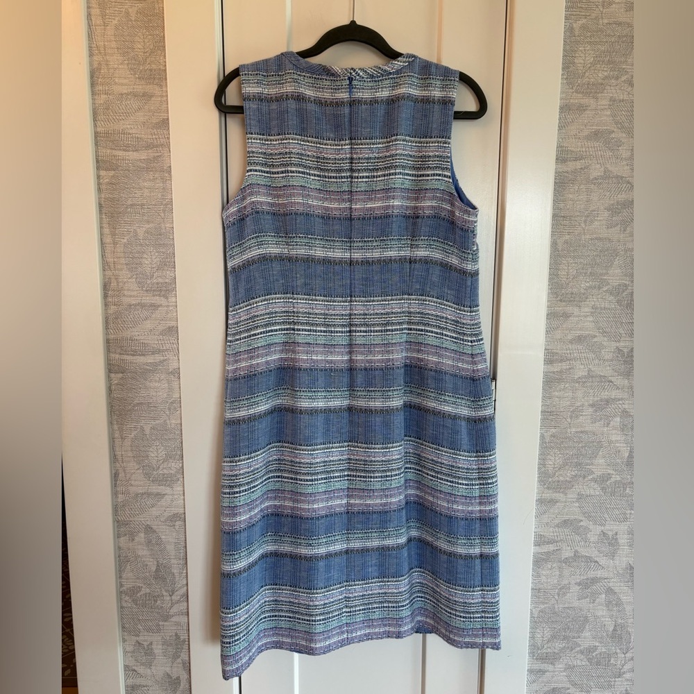 Talbots Blue Pastel Multicolor Polyester Blend Tweed Sheath Dress Size 10 Knee - Picture 3 of 14